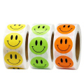 Colorful customized adhesive round shape smile pattern thank you sticker